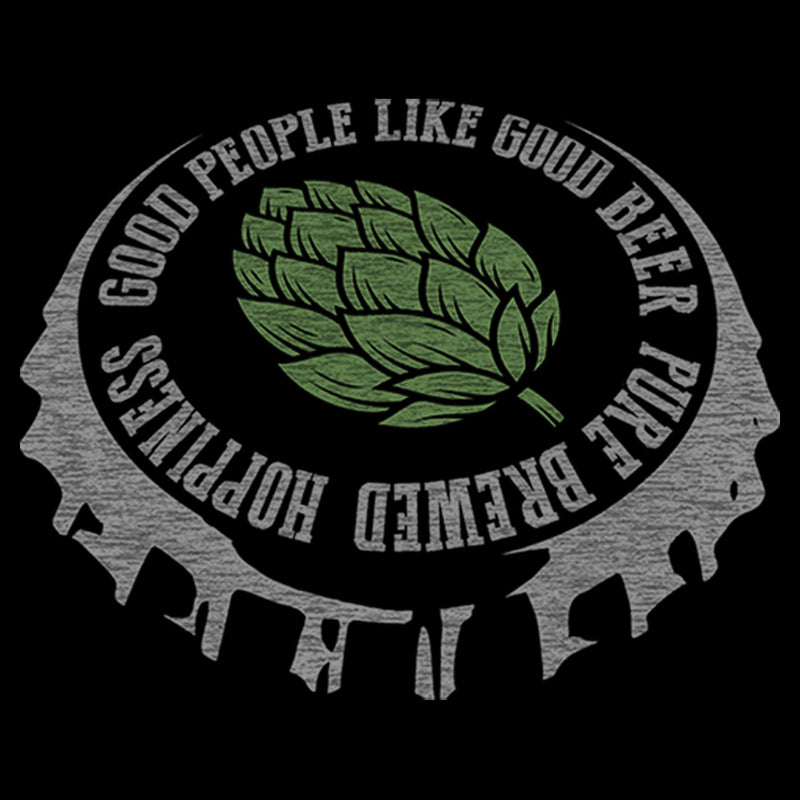 Men's Lost Gods Good People Like Good Beer Hops Bottle Cap T-Shirt