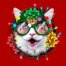 Junior's Lost Gods Christmas Cat Wreath T-Shirt