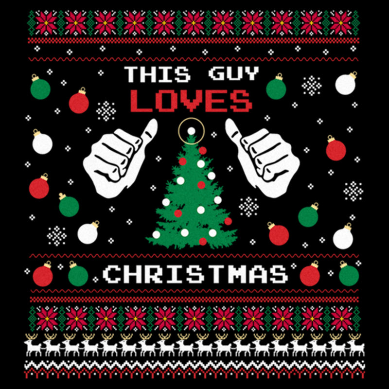 Junior's Lost Gods This Guy Loves Christmas Sweater Print T-Shirt