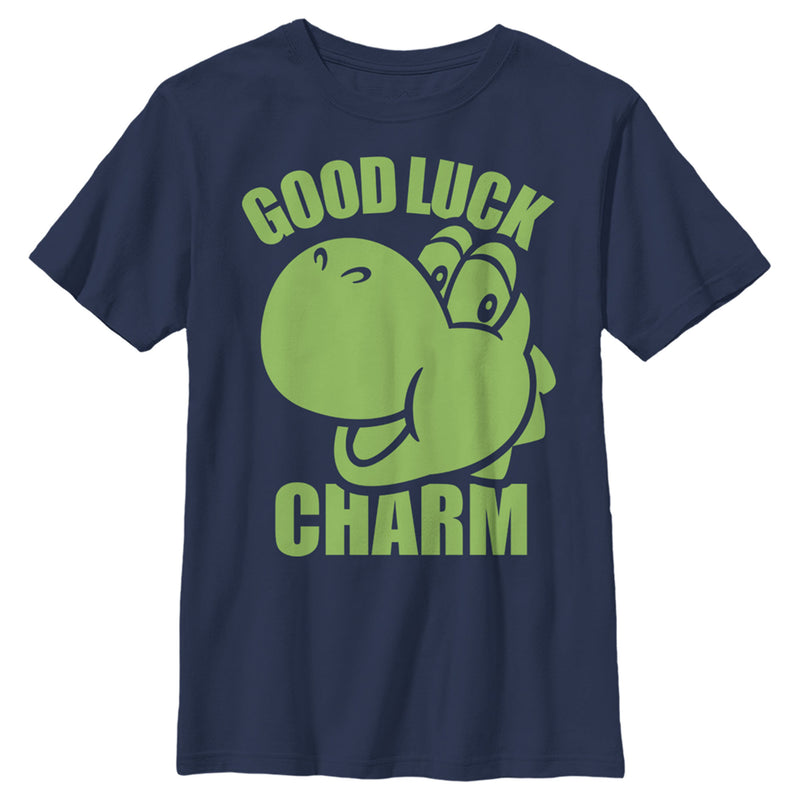 Boy's Nintendo Super Mario St. Patrick's Day Yoshi Good Luck Charm T-Shirt