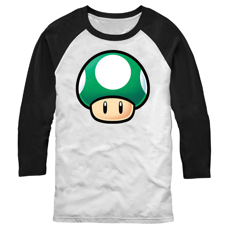 Men's Nintendo 1-Up Mushroom Portrait Baseball Tee