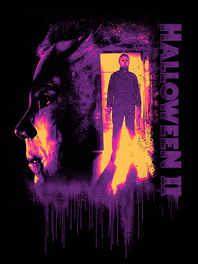Men's Halloween II Michael Myers Standing Door Sequel Neon T-Shirt