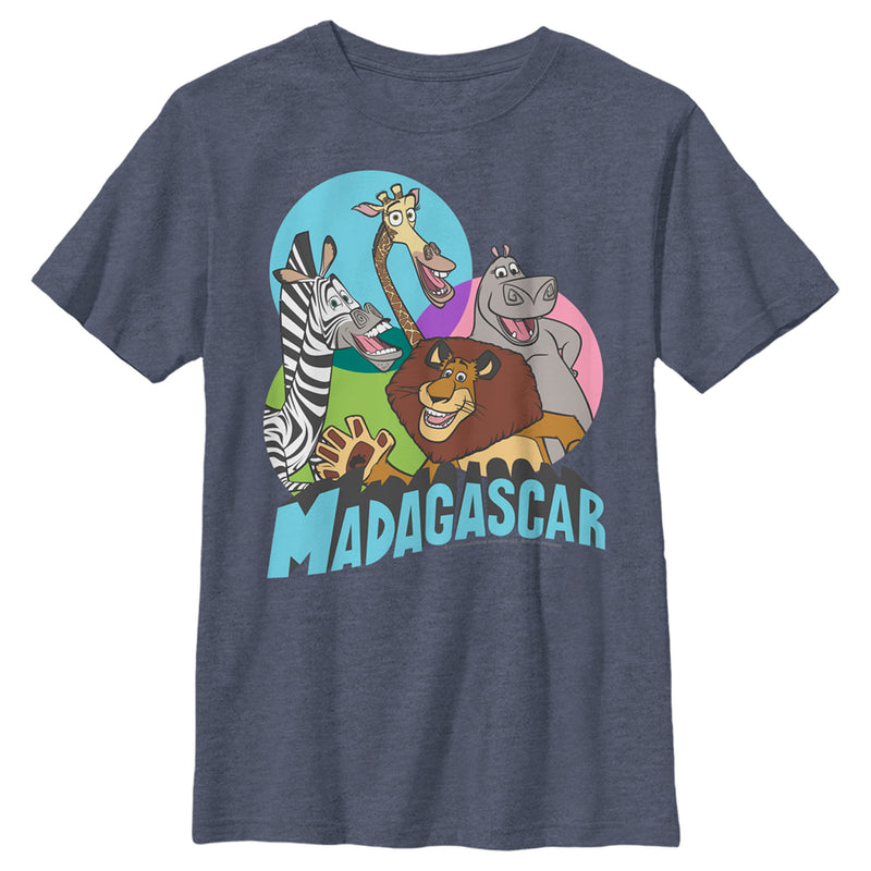 Boy's Madagascar Colorful Geometric Group Shot T-Shirt