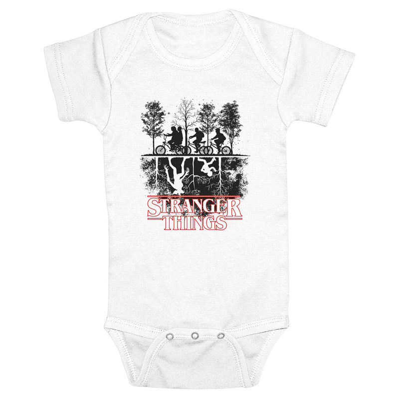 Infant's Stranger Things Biking in Upside Down Sketch Onesie