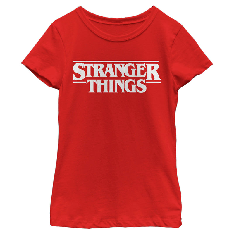 Girl's Stranger Things White Logo T-Shirt