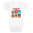 Infant's Stranger Things Group Shot 8-Bit Portraits Onesie