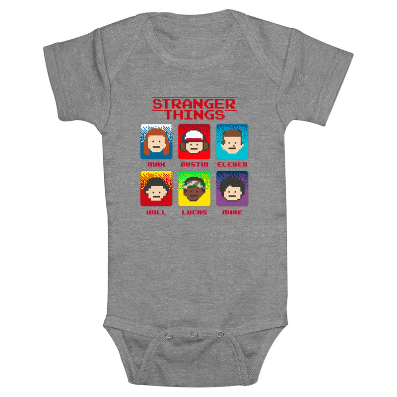 Infant's Stranger Things Group Shot 8-Bit Portraits Onesie