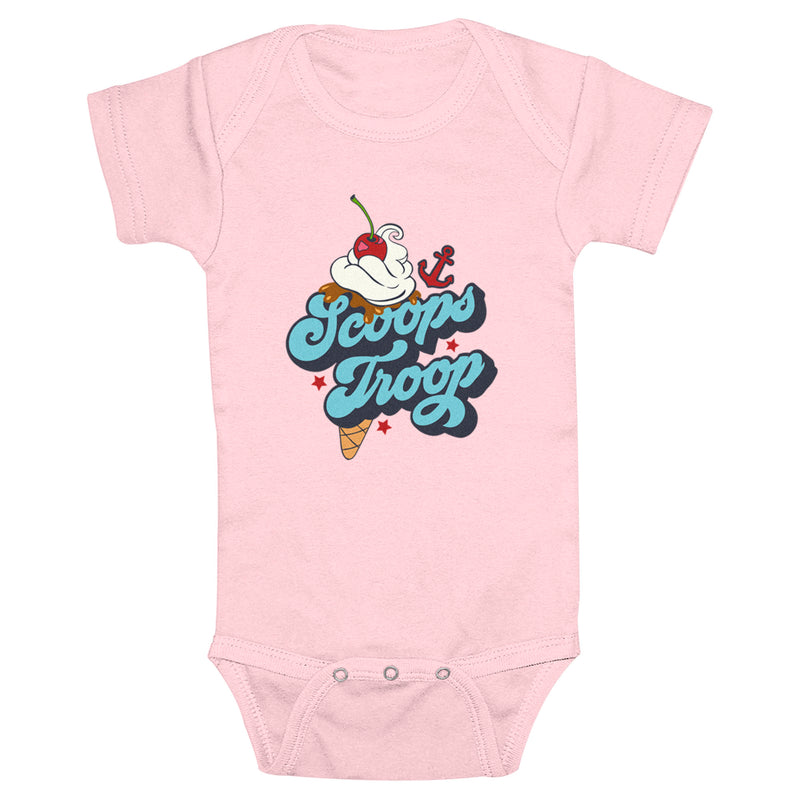 Infant's Stranger Things Scoops Troop Ice Logo Onesie