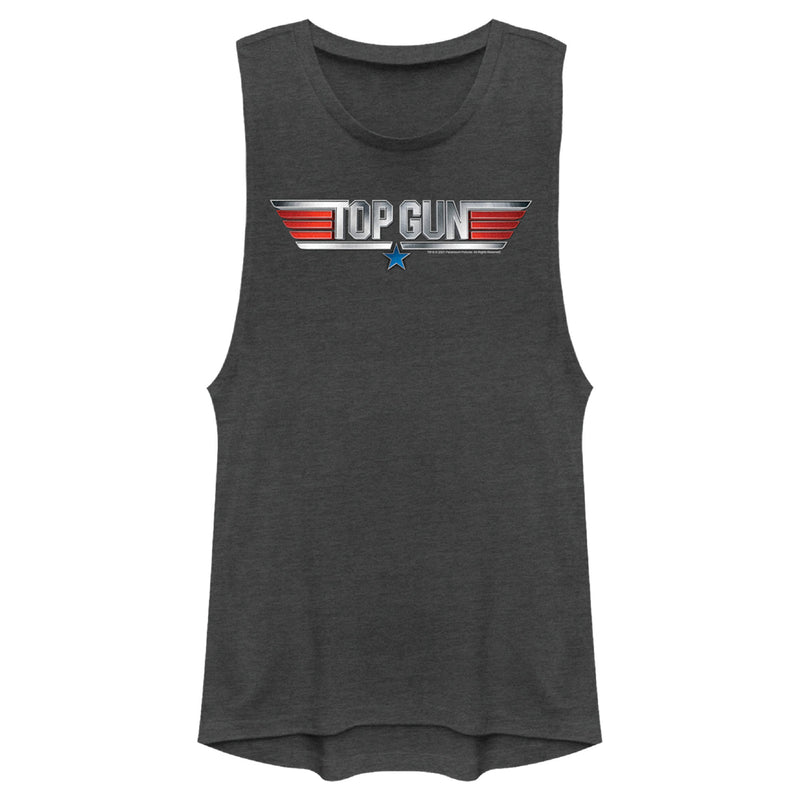 Junior's Top Gun Shiny 3D Logo Festival Muscle Tee