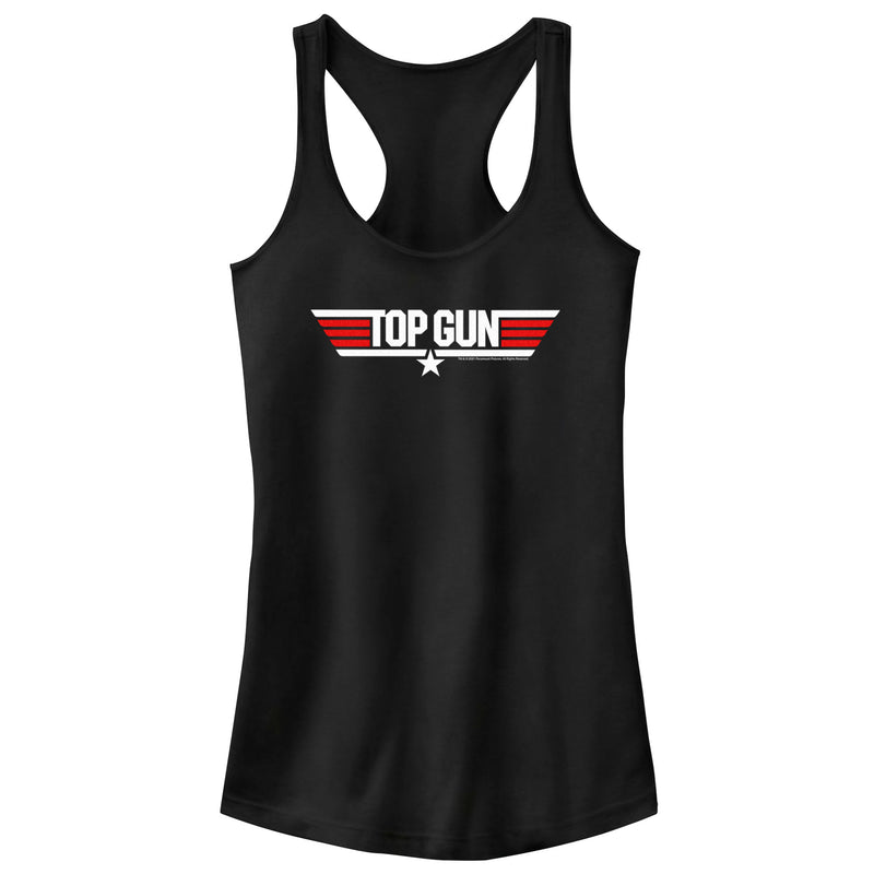 Junior's Top Gun Red and White Movie Logo Racerback Tank Top