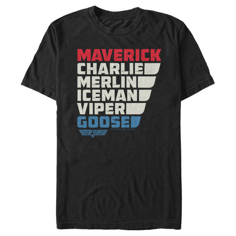 Men's Top Gun Character Name Stack T-Shirt