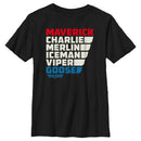 Boy's Top Gun Character Name Stack T-Shirt