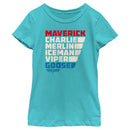 Girl's Top Gun Character Name Stack T-Shirt