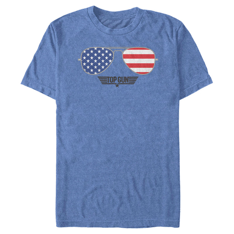 Men's Top Gun American Flag Aviator Sunglasses Logo T-Shirt