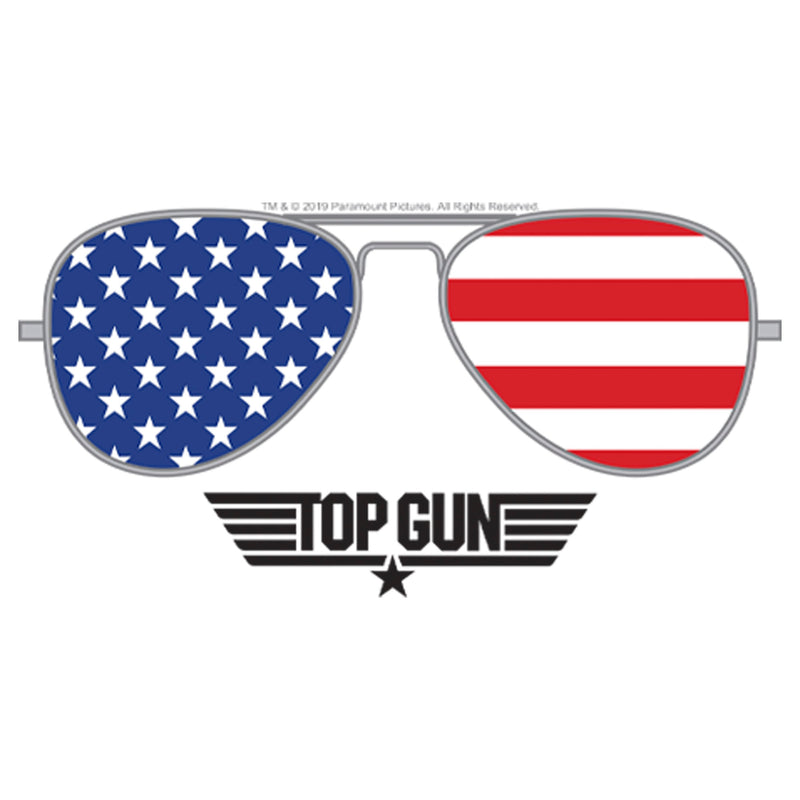 Junior's Top Gun American Flag Aviator Sunglasses Logo T-Shirt