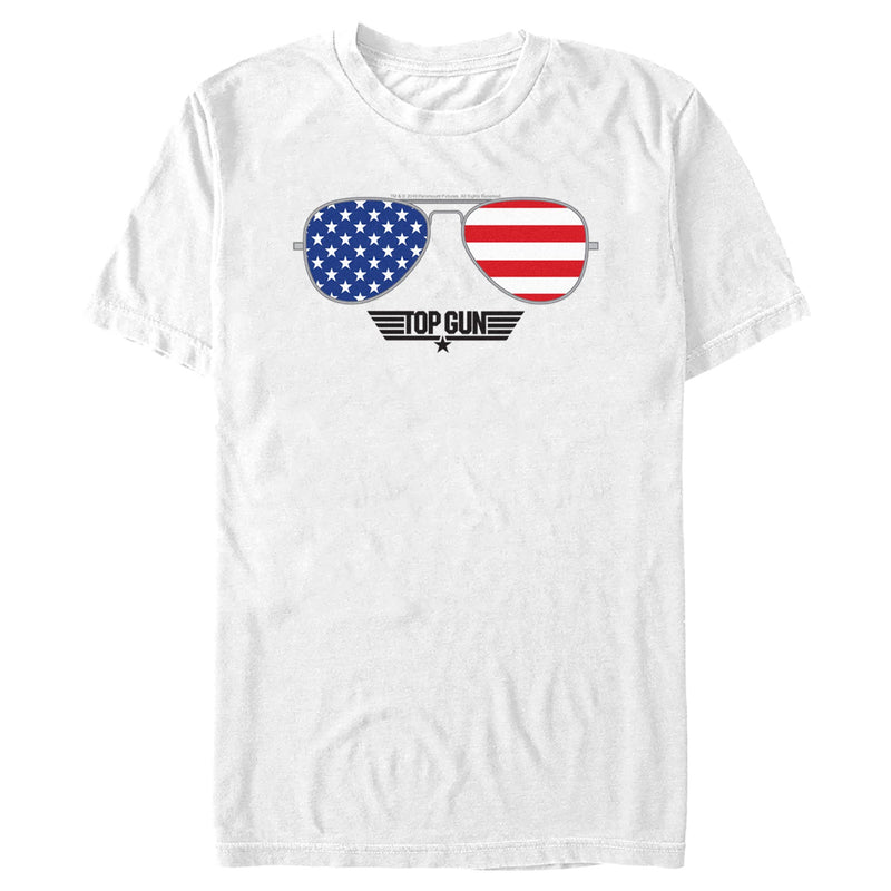 Men's Top Gun American Flag Aviator Sunglasses Logo T-Shirt