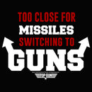 Junior's Top Gun Too Close for Missiles Switching to Guns Racerback Tank Top