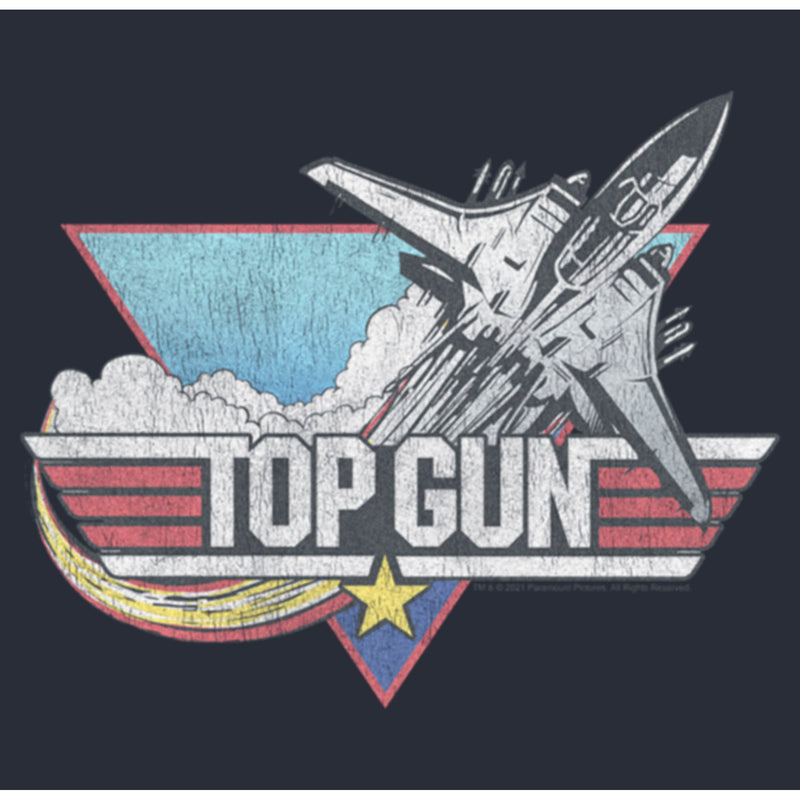 Junior's Top Gun Distressed Fighter Jet Logo Festival Muscle Tee