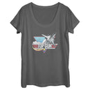 Women's Top Gun Distressed Fighter Jet Logo Scoop Neck