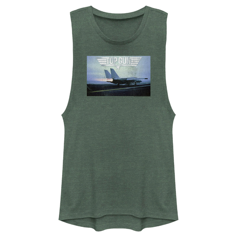 Junior's Top Gun Fighter Jet Ready for Takeoff Distressed Festival Muscle Tee