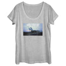 Women's Top Gun Fighter Jet Ready for Takeoff Distressed Scoop Neck