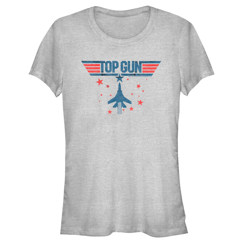 Junior's Top Gun Fighter Jet and Stars Logo T-Shirt