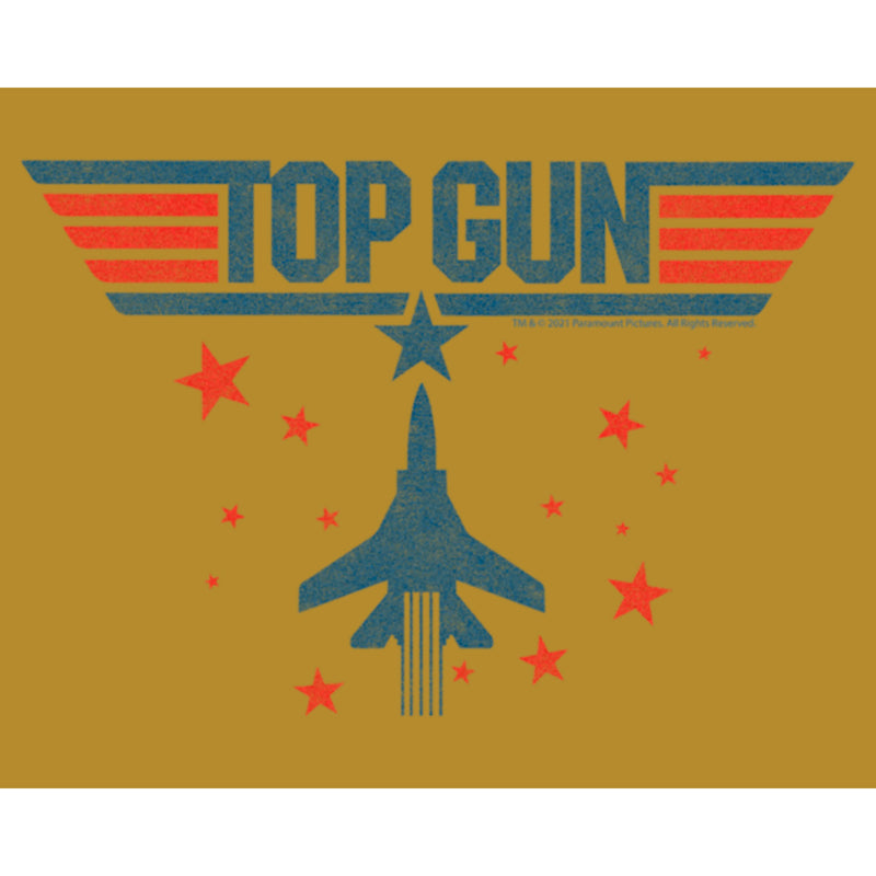 Junior's Top Gun Fighter Jet and Stars Logo Festival Muscle Tee