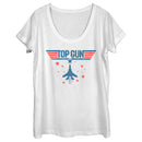 Women's Top Gun Fighter Jet and Stars Logo Scoop Neck