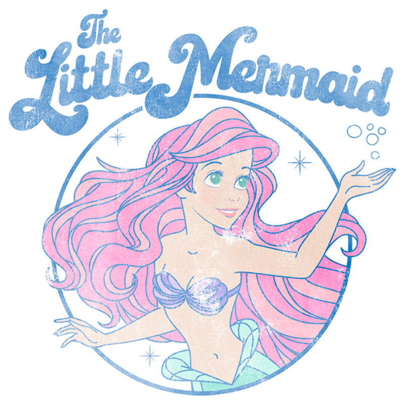 Men's The Little Mermaid Distressed Title and Ariel Baseball Tee