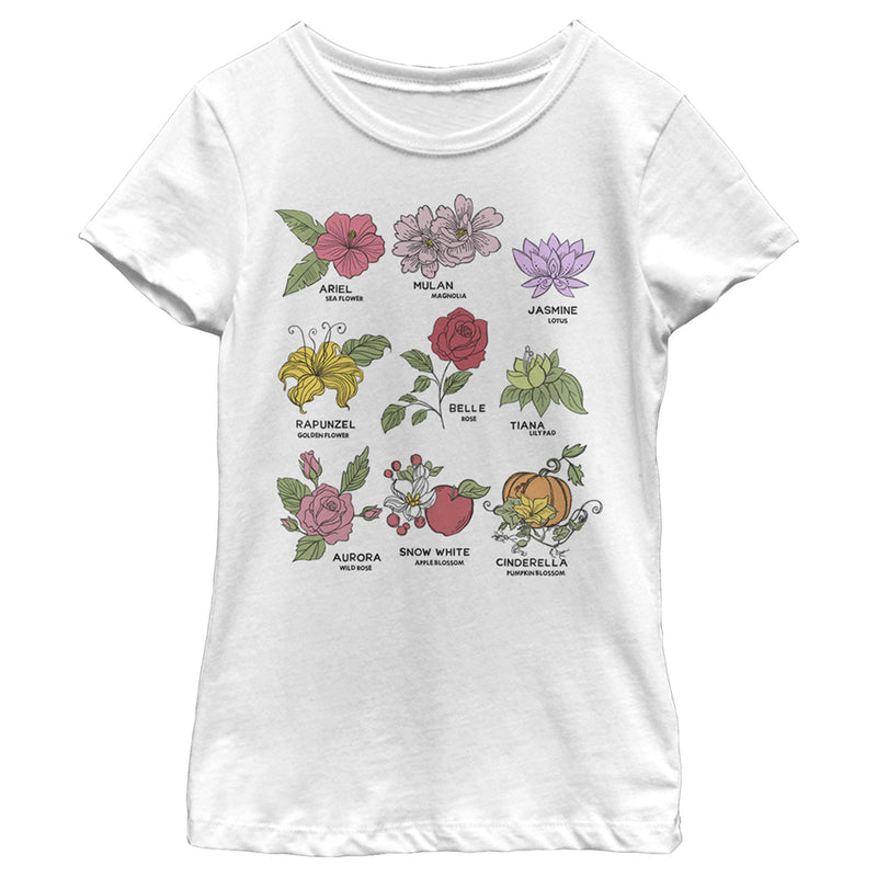 Girl's Disney Princess Floral Chart T-Shirt