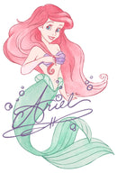 Men's The Little Mermaid Ariel Watercolor Signature Baseball Tee