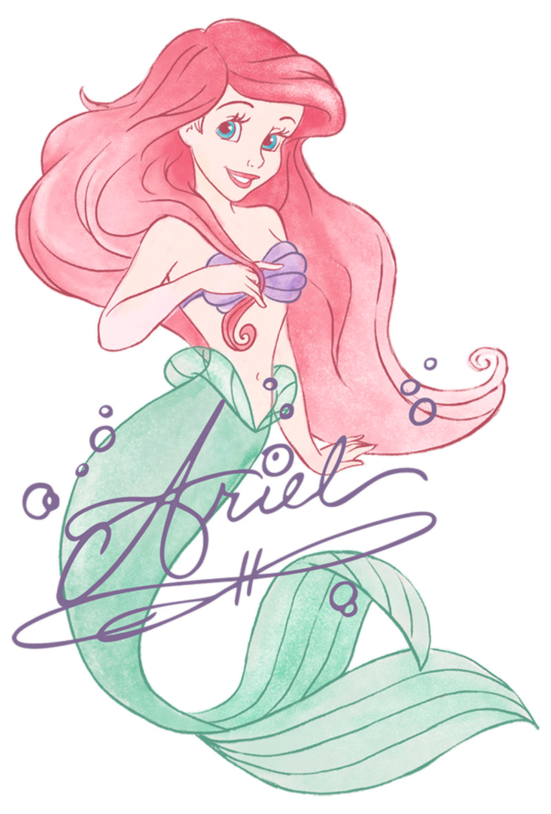 Men's The Little Mermaid Ariel Watercolor Signature Baseball Tee