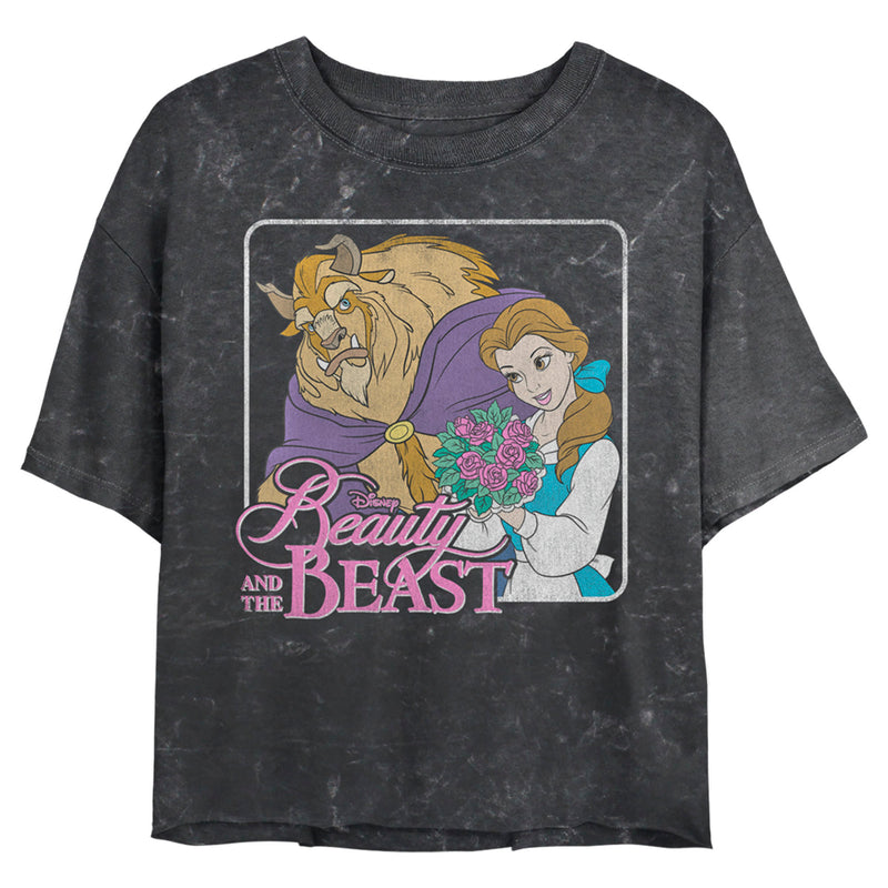 Junior's Beauty and the Beast Distressed Bouquet Frame T-Shirt