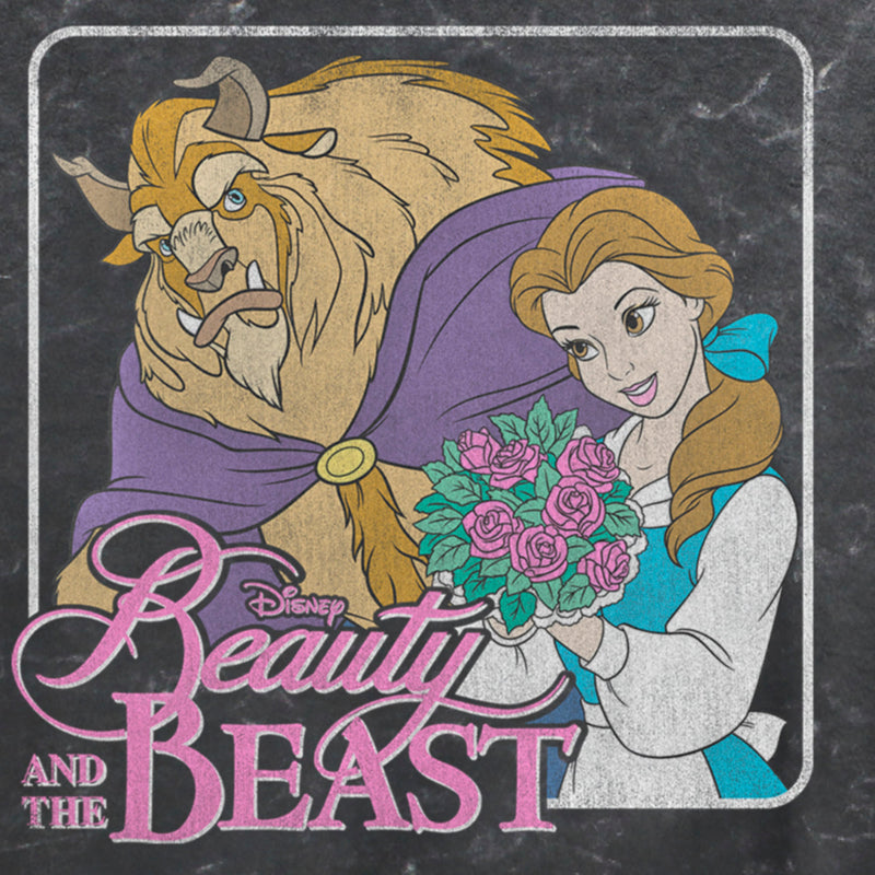 Junior's Beauty and the Beast Distressed Bouquet Frame T-Shirt