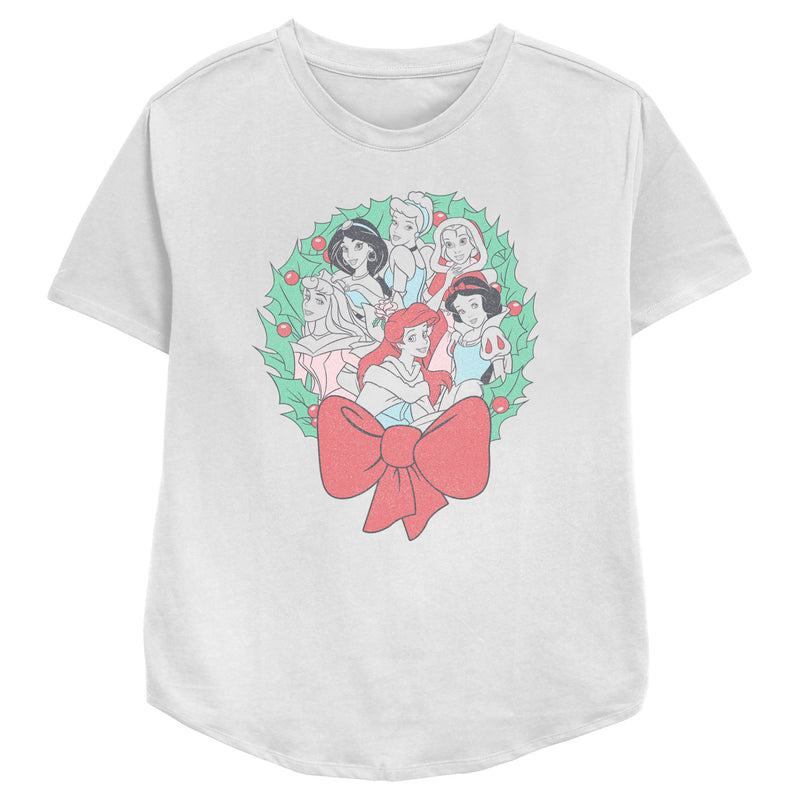 Women's Disney Princesses Princesses Christmas Wreath T-Shirt