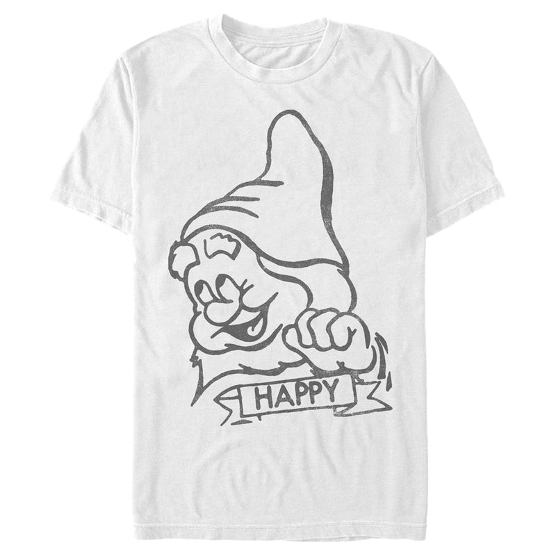 Men's Snow White and the Seven Dwarfs Happy Line Art T-Shirt