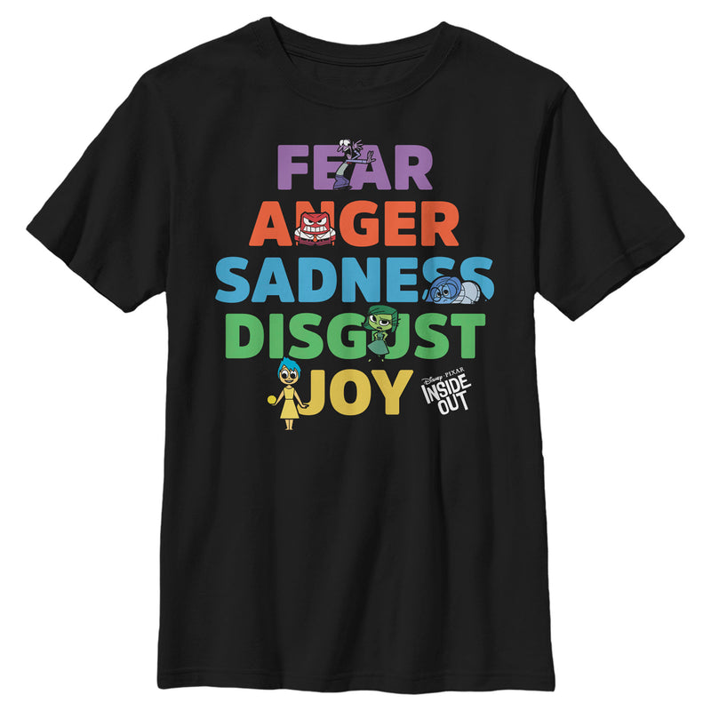 Boy's Inside Out Fear Anger Sadness Disgust Joy T-Shirt