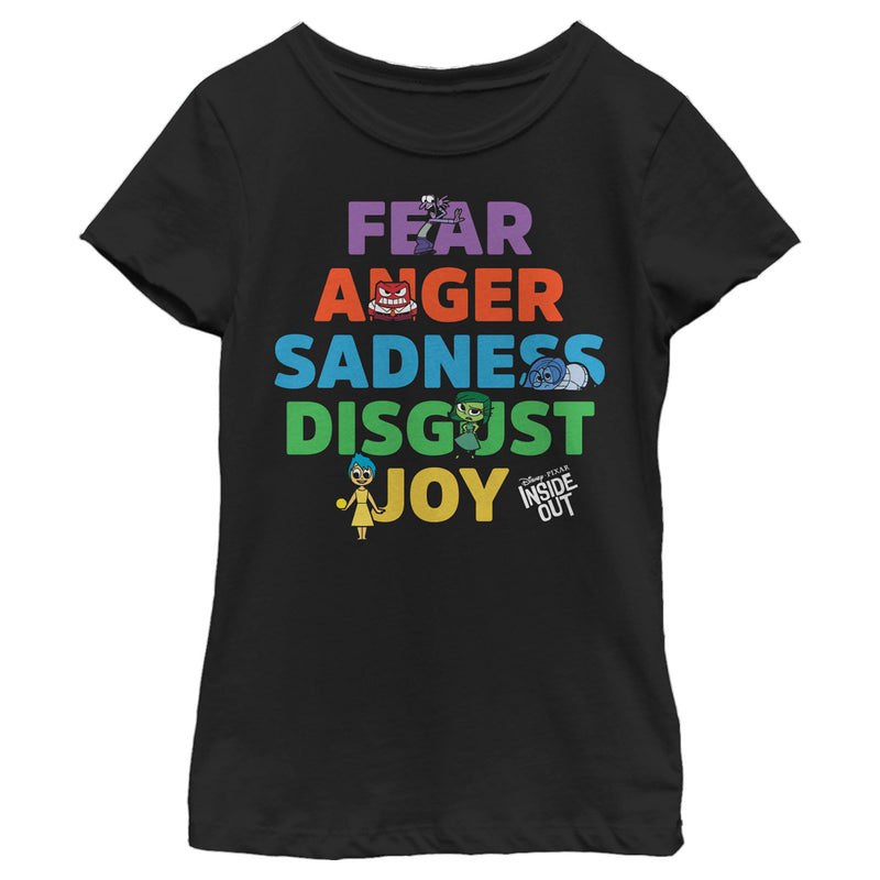 Girl's Inside Out Fear Anger Sadness Disgust Joy T-Shirt