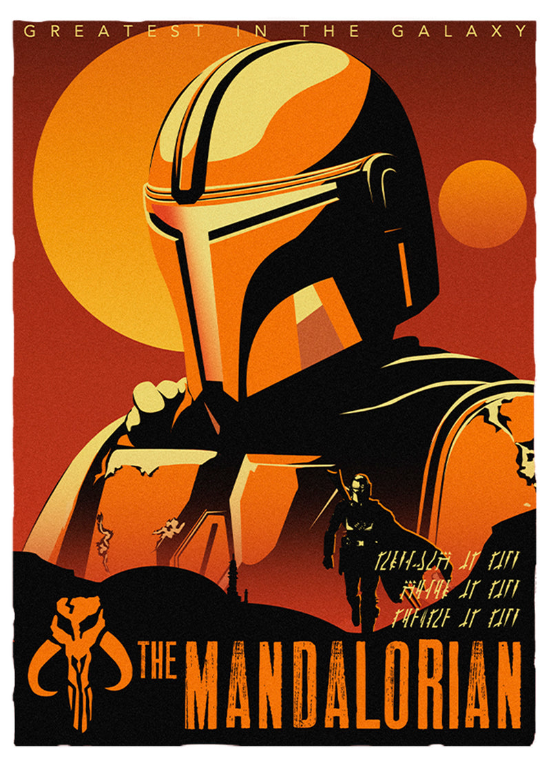Men's Star Wars: The Mandalorian Din Djarin Sunset Poster Baseball Tee