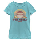 Girl's Star Wars: The Mandalorian The Child Cartoon Retro Sunset T-Shirt