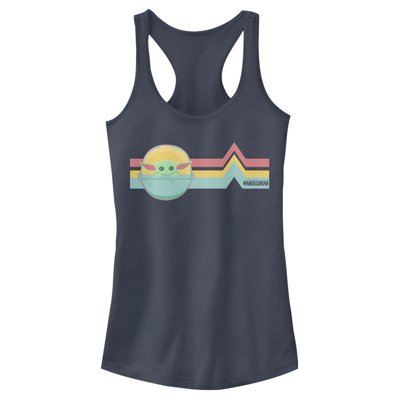 Junior's Star Wars: The Mandalorian The Child Retro Stripes Racerback Tank Top