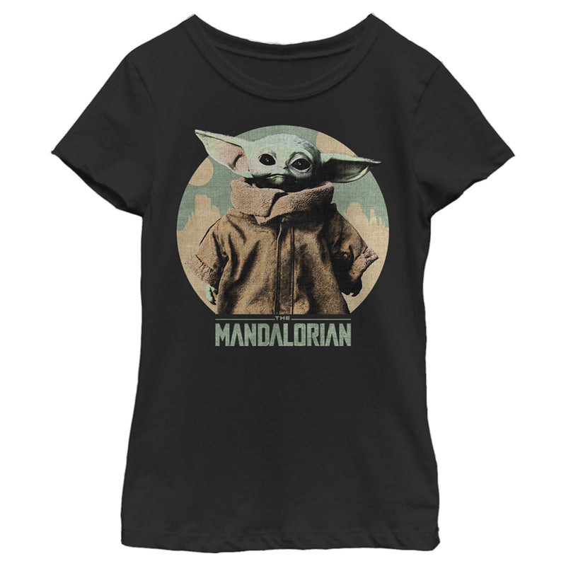 Girl's Star Wars: The Mandalorian Distressed Grogu Logo T-Shirt