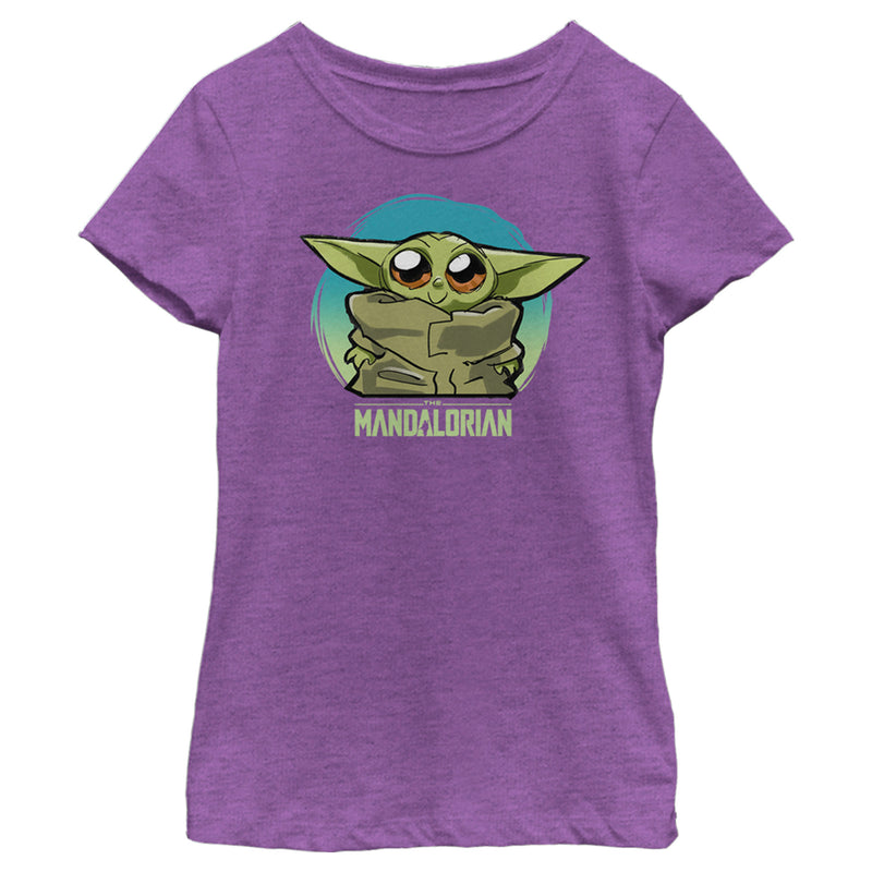 Girl's Star Wars: The Mandalorian The Child Blue Circle Big Eyes T-Shirt