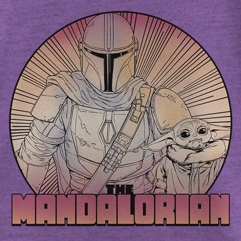 Girl's Star Wars: The Mandalorian The Child and Mando Radiating Lines T-Shirt