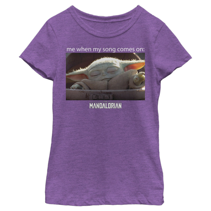 Girl's Star Wars: The Mandalorian Grogu Me When My Song Comes On Meme T-Shirt