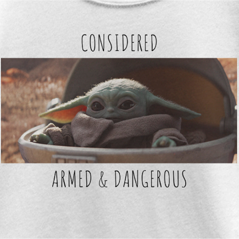 Girl's Star Wars: The Mandalorian Grogu Considered Armed & Dangerous Meme T-Shirt