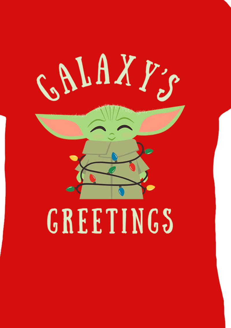 Girl's Star Wars The Mandalorian Christmas The Child Greetings T-Shirt