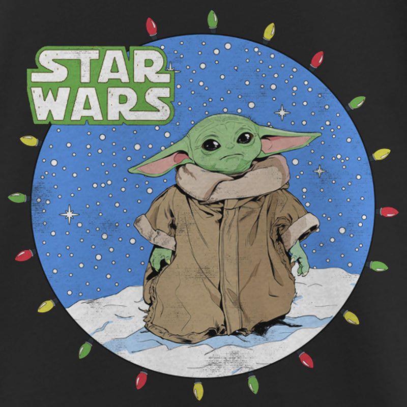 Girl's Star Wars: The Mandalorian Christmas Lights Grogu Scene T-Shirt