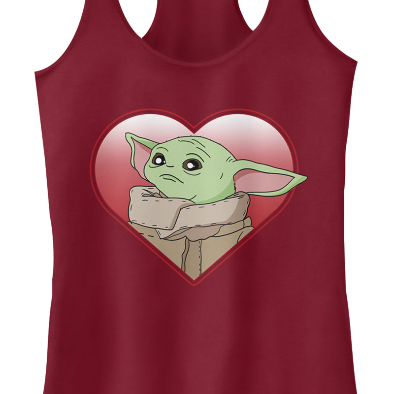 Junior's Star Wars: The Mandalorian Grogu Heart Look Racerback Tank Top