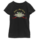 Girl's Star Wars: The Mandalorian Christmas Grogu Protect Attack Unwrap T-Shirt